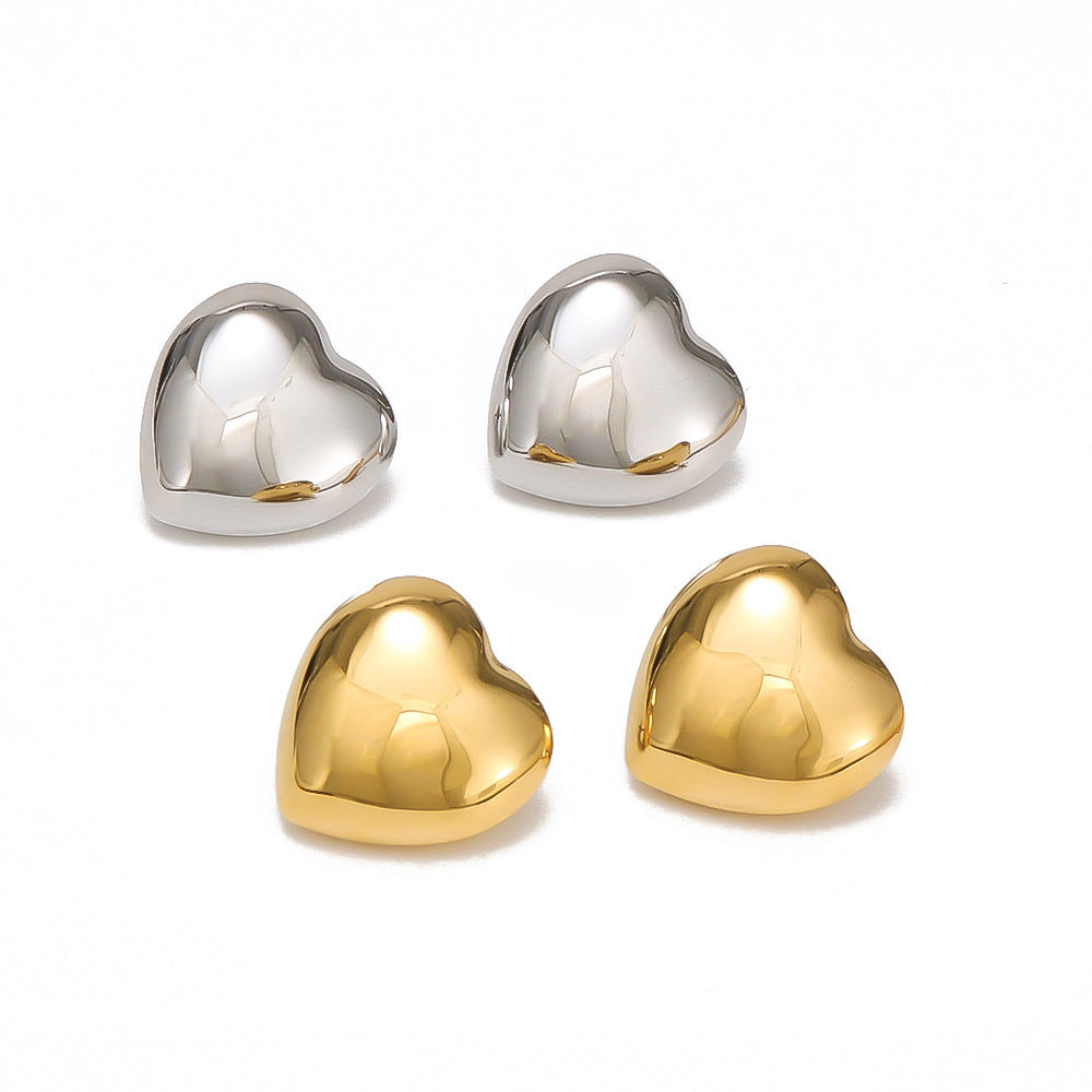 Niche Design Love Three-dimensional Earrings Stainless Steel 18K Gold Plating Earrings