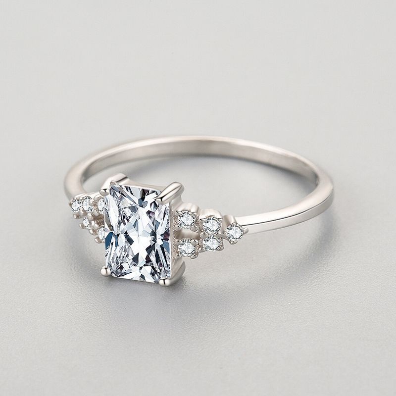 925 Sterling Silver Baguette Zircon Ring Women