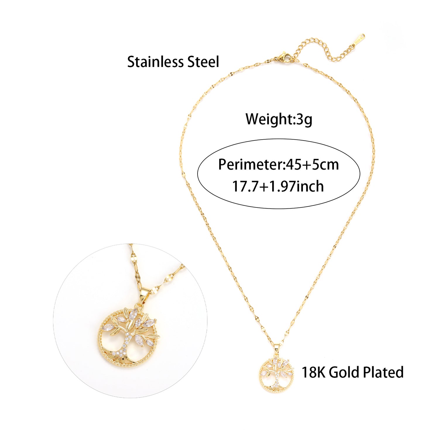 Popular Circular Hollow Life Tree Pendant Necklace, European And American Style Women&