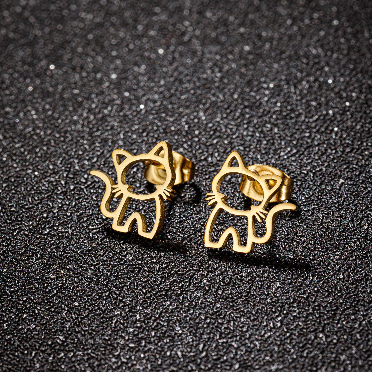 Simple Women's Hollow Pet Cat Ear Studs