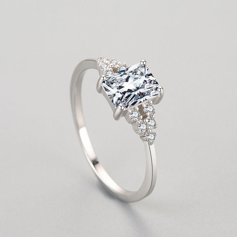 925 Sterling Silver Baguette Zircon Ring Women