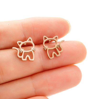 Simple Women's Hollow Pet Cat Ear Studs