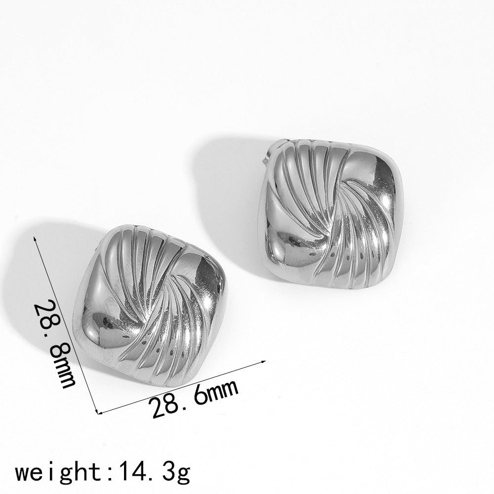 Geometric Vortex Titanium Steel Ear Studs Women&