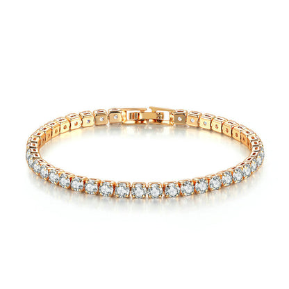 Round Single Row Full Diamond Gold Tennis Bracelet Hip-hop Hipster Ornament