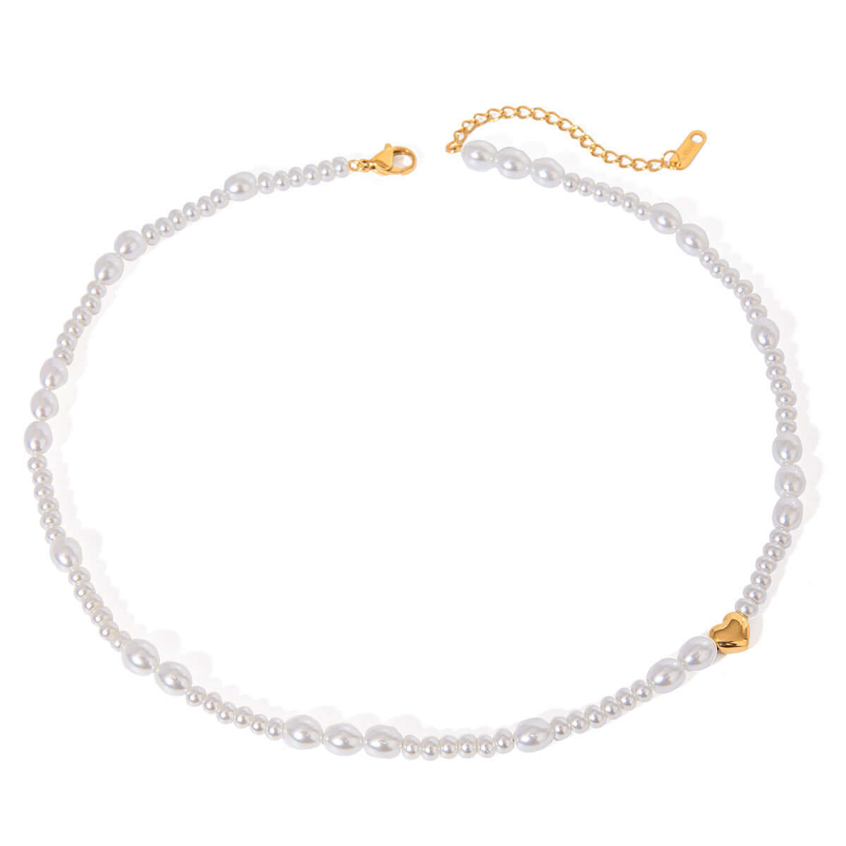 Stainless Steel Glass Pearl Necklace Simple