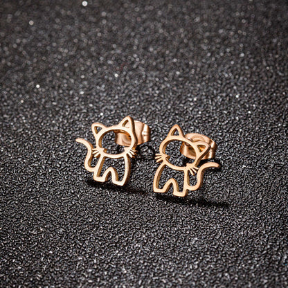 Simple Women's Hollow Pet Cat Ear Studs