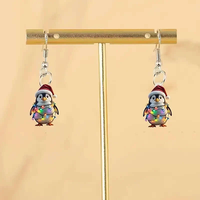 Colorful Lights Cute Penguin Acrylic Earrings Winter