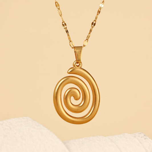 Unique And Niche Design Pendant, Stainless Steel Plated With 18k Gold, Creative And Versatile Geometric Vortex Necklace