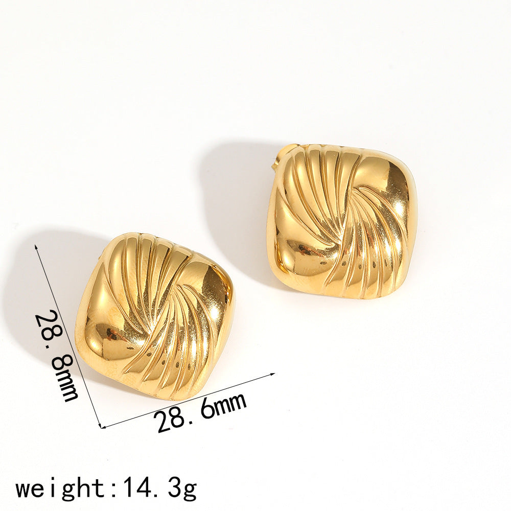 Geometric Vortex Titanium Steel Ear Studs Women&