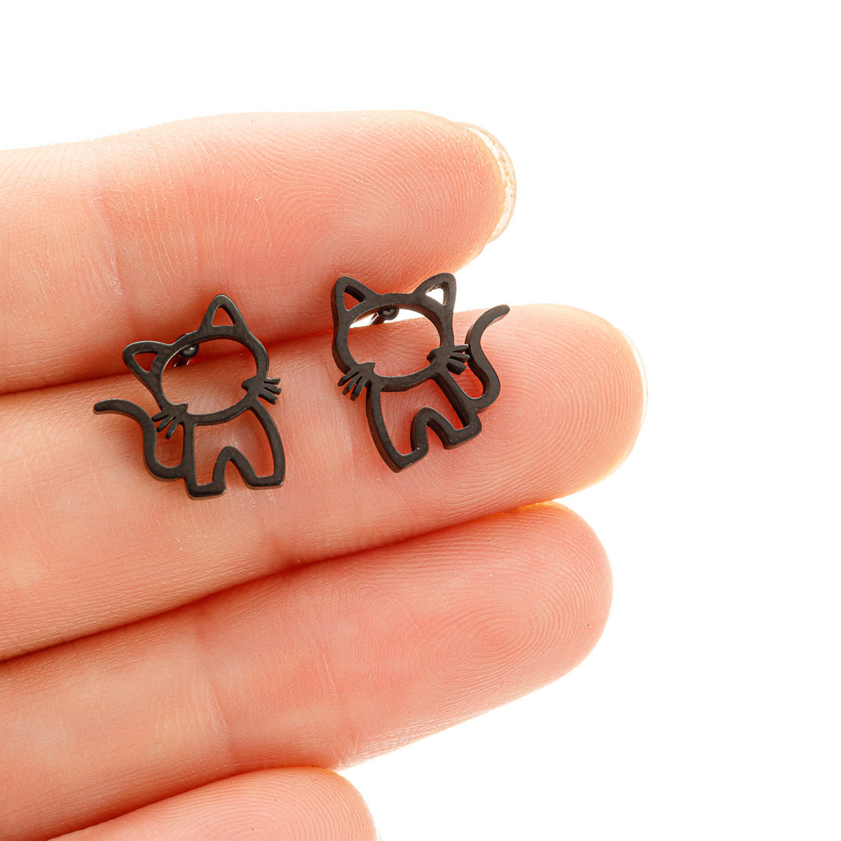 Simple Women's Hollow Pet Cat Ear Studs