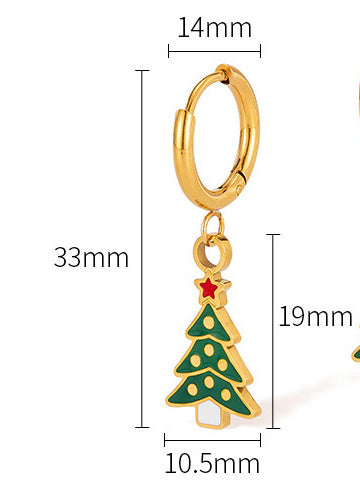 Christmas Element Earrings Female Fashion Stainless Steel