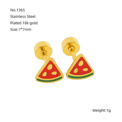 Stainless Steel Fruit Watermelon Ear Stud Ins Style Simple All-match Titanium Steel For Women